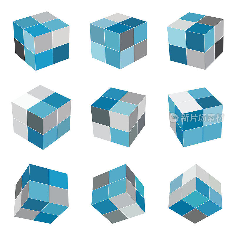 极简的三维立方体模型图标收集