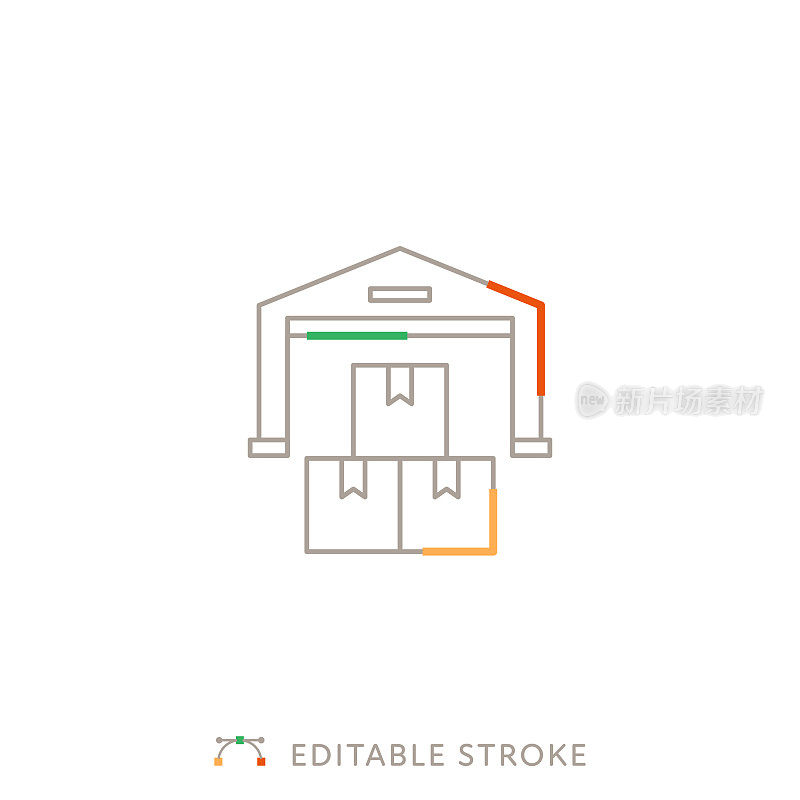 供应链多色线图标与可编辑的Stroke