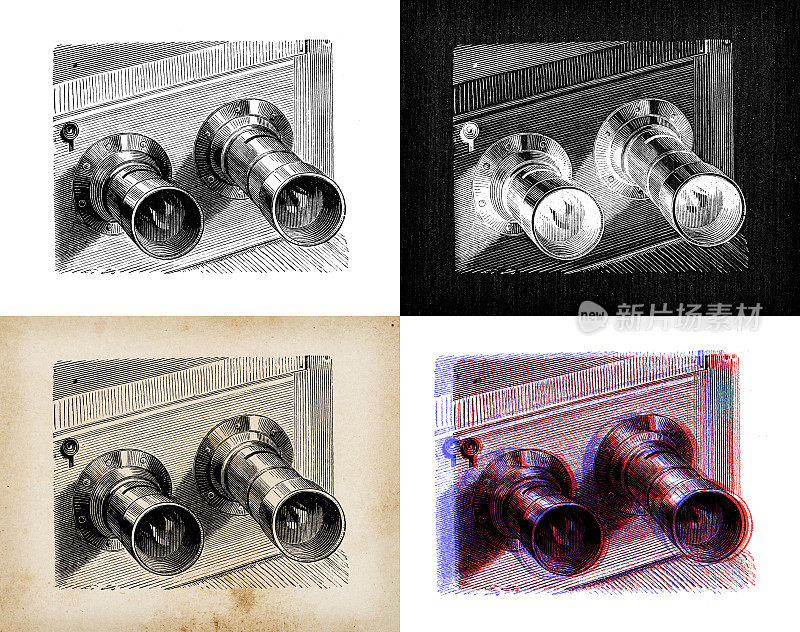 科学发现的古董插图，摄影:摄影镜头