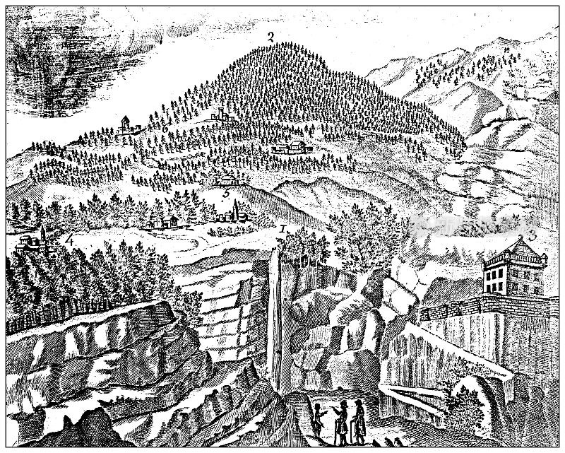 意大利阿尔卑斯山脉的古董雕刻(大约1790年):Evan?on, Valle D'Aosta