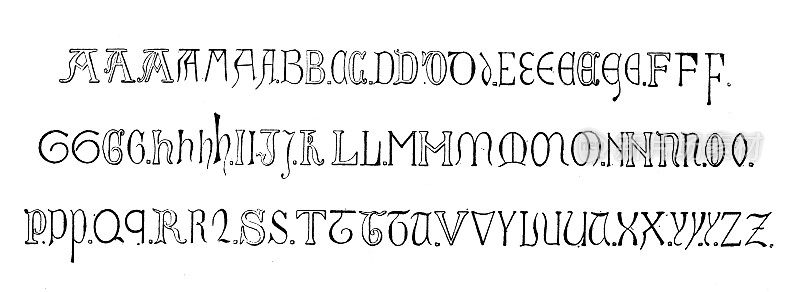 仿古插图:13世纪的字体