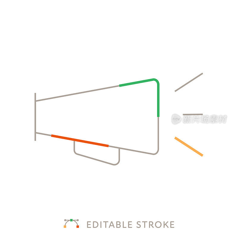 扩音器多色线图标与可编辑的Stroke