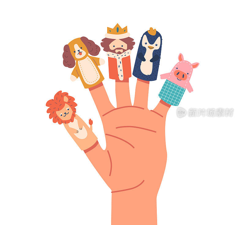 采购产品手玩具，手指木偶狮子，狗，国王，企鹅和猪宝宝戏剧表演角色。，童话故事，乐趣