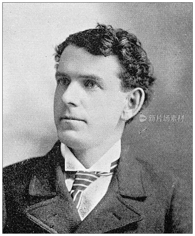 1898年，来自堪萨斯州劳伦斯的古董照片:道格拉斯县律师协会成员，亚历克斯·C·米切尔