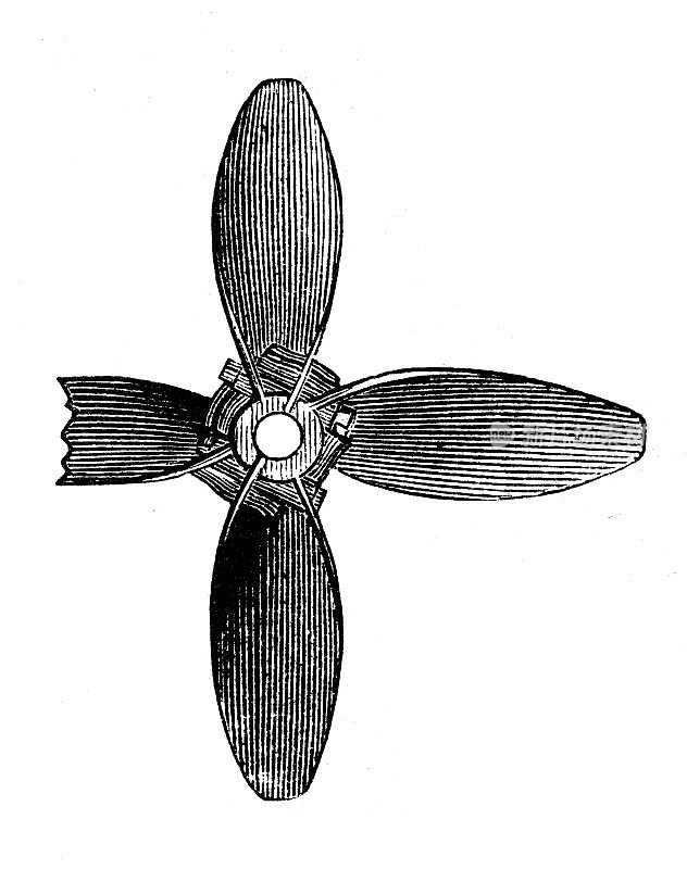 古董插图，应用力学:蒸汽动力机器，螺旋螺旋桨，库克和麦尔克里斯特