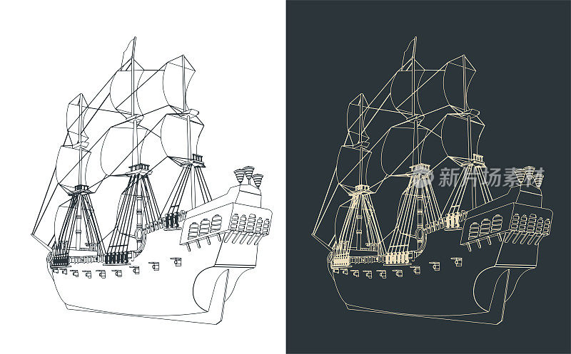帆船的插图