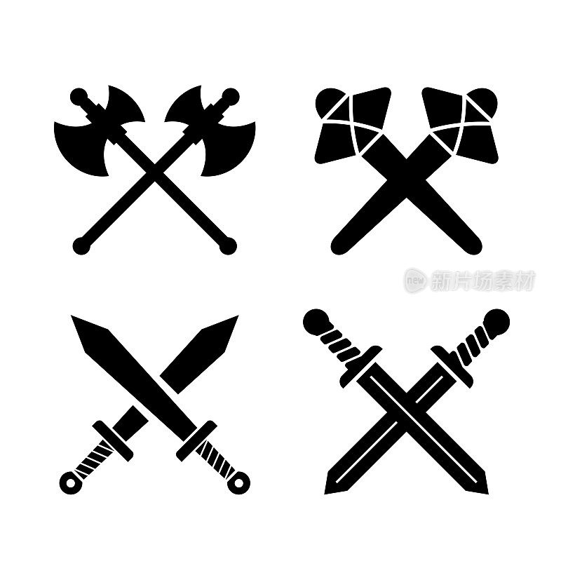 古代武器的象征，交叉的剑的象征