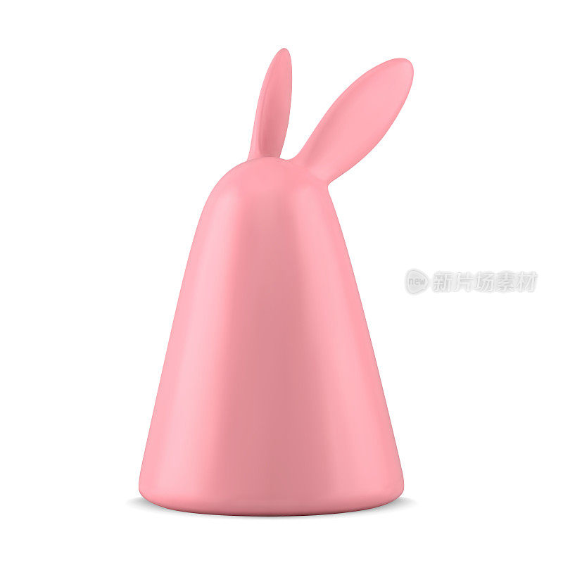 粉色复活节兔子耳朵抽象圆锥体形状几何小雕像节日小玩意设计3d图标矢量