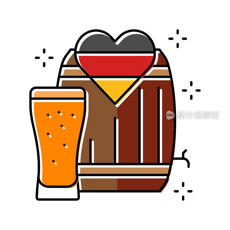 啤酒节秋天颜色图标矢量插图