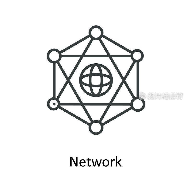 network矢量轮廓图标。简单的股票插图股票
