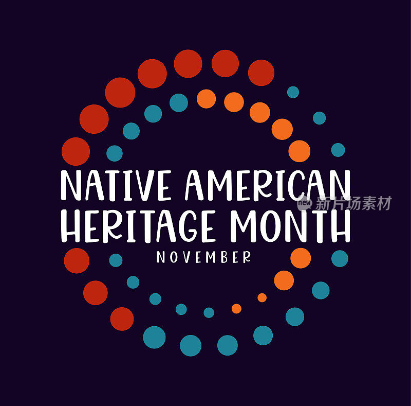 美国原住民传统月海报，11月。向量