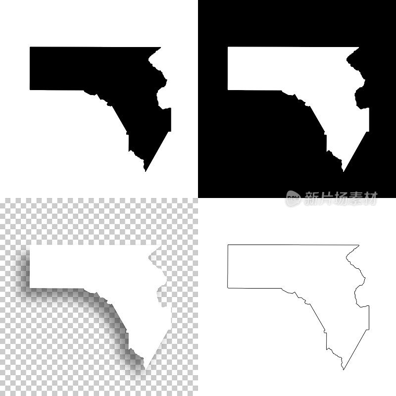 乔治亚州的范宁县。设计地图。空白，白色和黑色背景