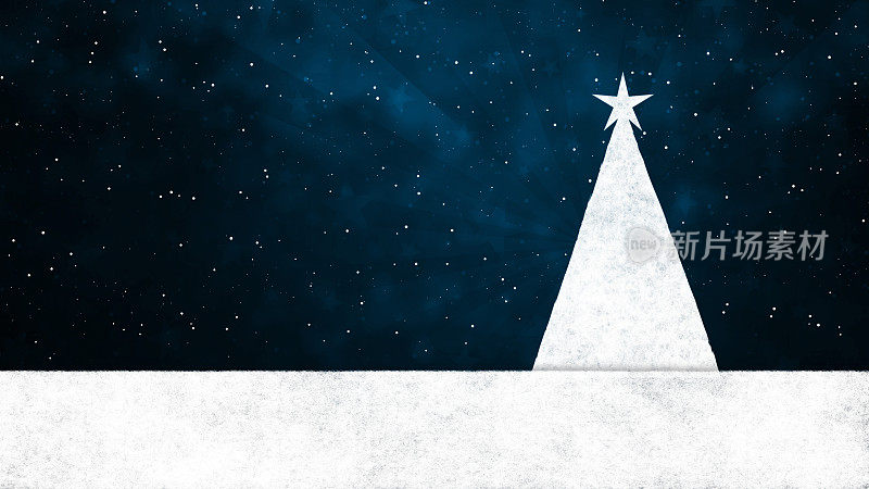 水平深海军蓝颜色的圣诞壁纸纹理和小闪闪发光的星星所有的图案和一个三角形的圣诞树在底部边缘涂抹边界复制空间或标签和太阳爆发或光束背景