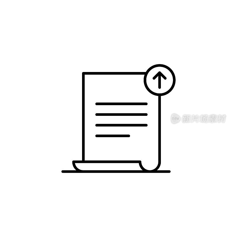 上传具有可编辑笔画的文档行图标。Icon适用于网页设计、移动应用、UI、UX和GUI设计。