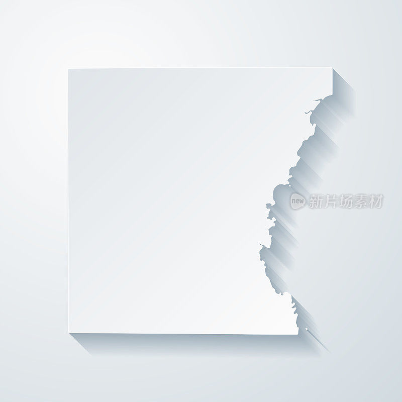 威斯康辛州温尼贝戈县。地图与剪纸效果的空白背景