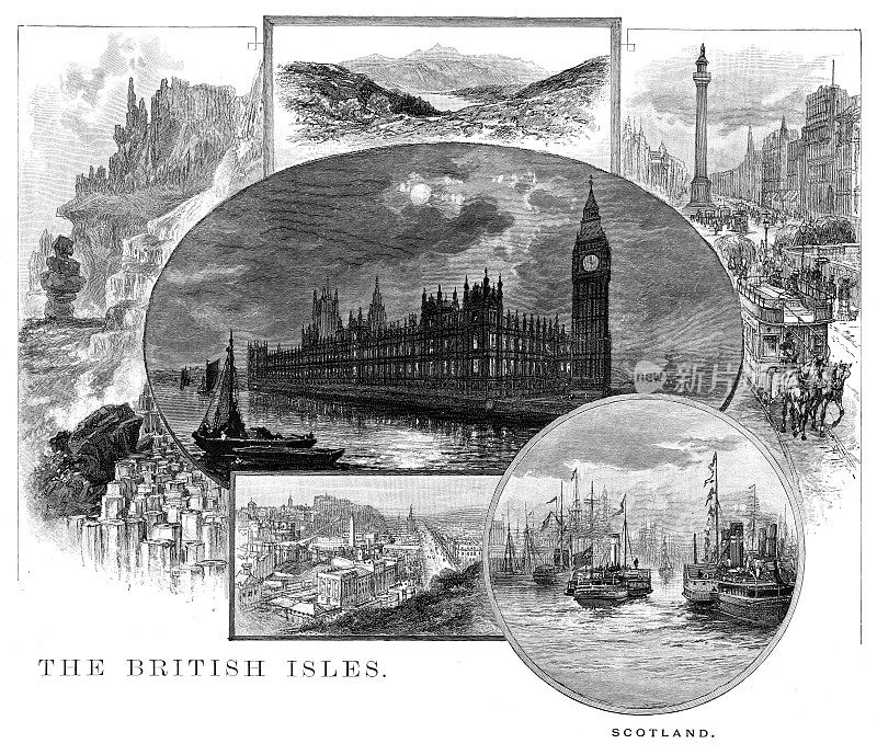 不列颠群岛景象雕刻1886年