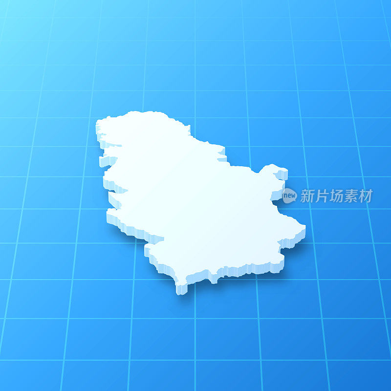 塞尔维亚3D地图上的蓝色背景