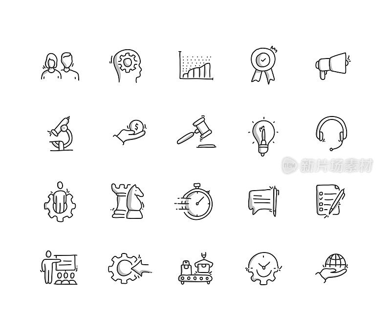 产品管理手绘线图标集