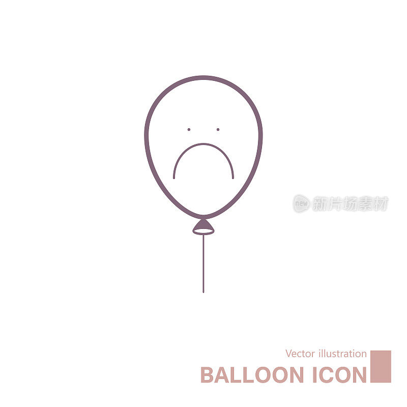 矢量画气球，悲伤的脸在气球上。