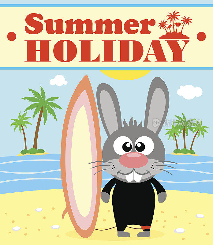 暑假背景以兔子为例