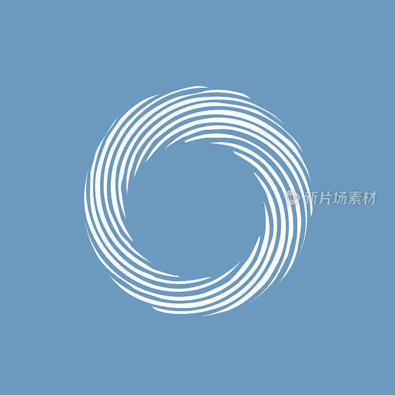 抽象的圆形图标，白色的蓝色背景