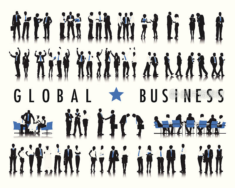 商务人士与世界全球业务向量