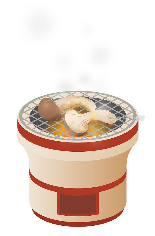 日本木炭炉上的松茸