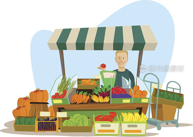 水果蔬菜小贩男子性格