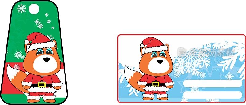 圣诞可爱的狐狸圣诞老人的服装卡通礼品卡套装