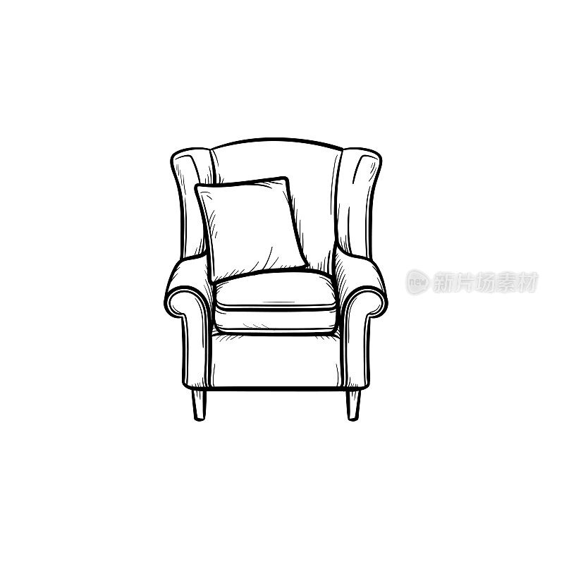扶手椅手绘素描图标