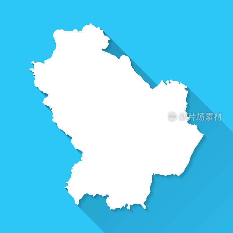 巴西利卡塔地图与长阴影在蓝色的背景-平面设计