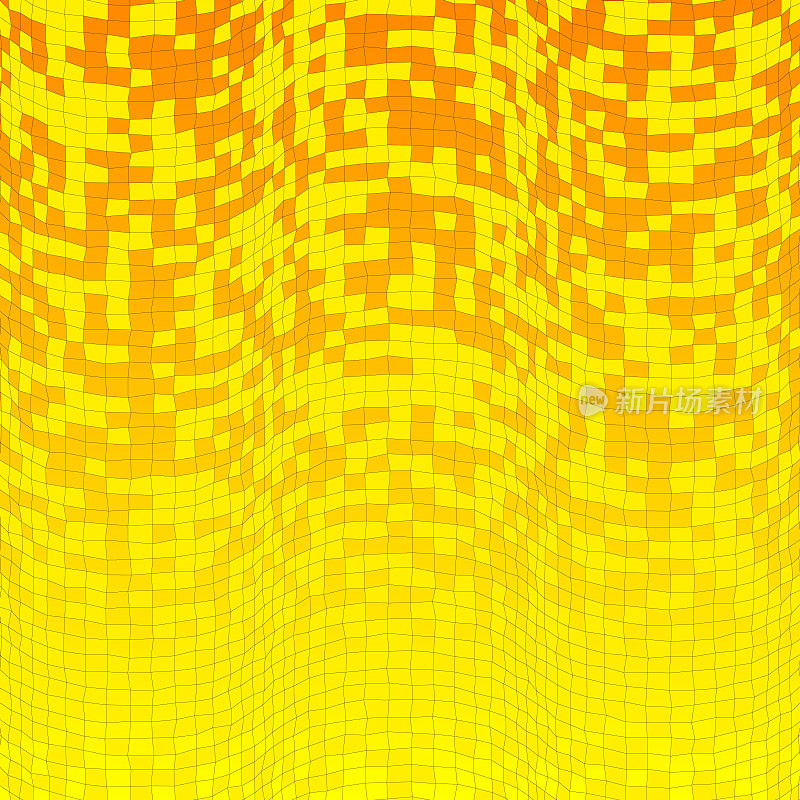 橘黄色波浪图案的立体方块，透过水看