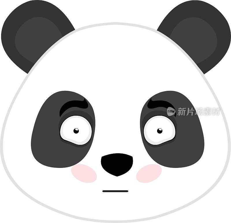 向量表情图卡通熊猫的头与羞愧的表情，脸红