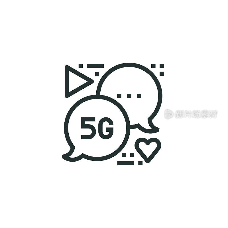 5G和技术，速度，网络，大数据，线图标