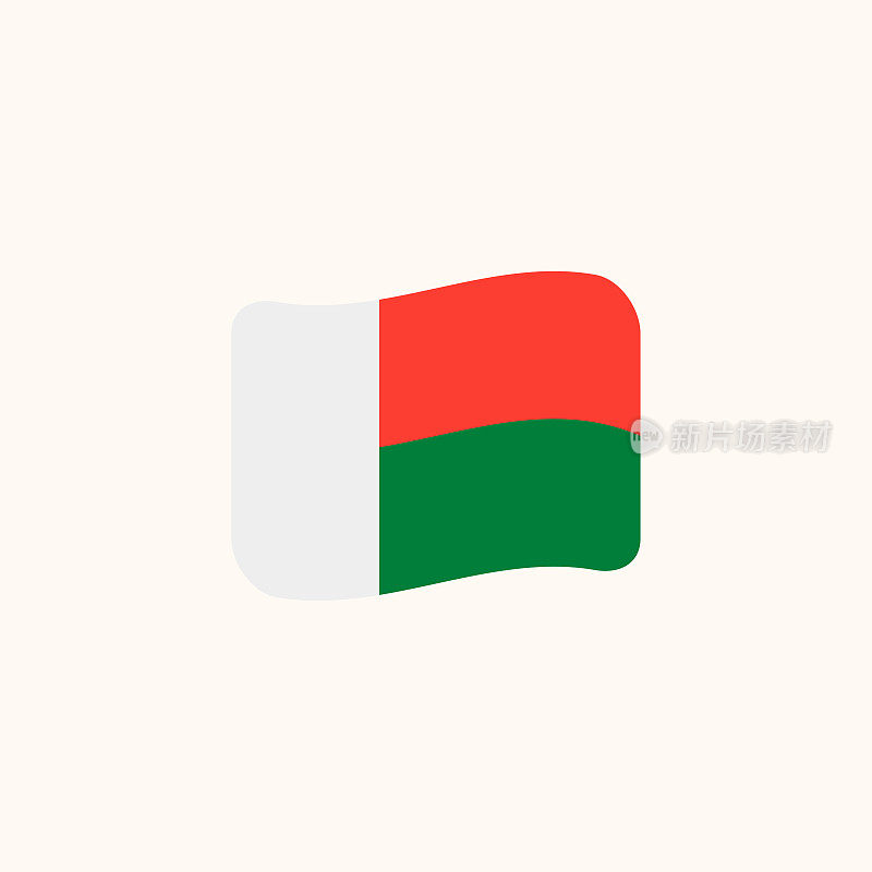 马达加斯加国旗向量。孤立的马达加斯加旗挥舞旗平-矢量