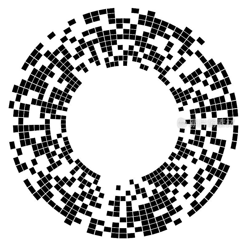 双圆图案中的实心矩形，在空白区域周围有间隙