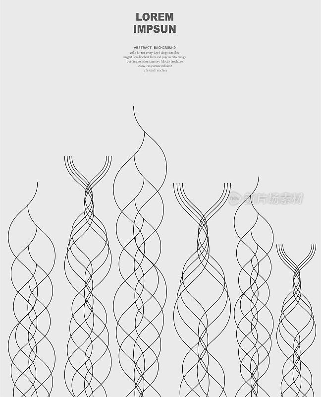 抽象的黑白极简主义曲线线条图案小册子覆盖背景