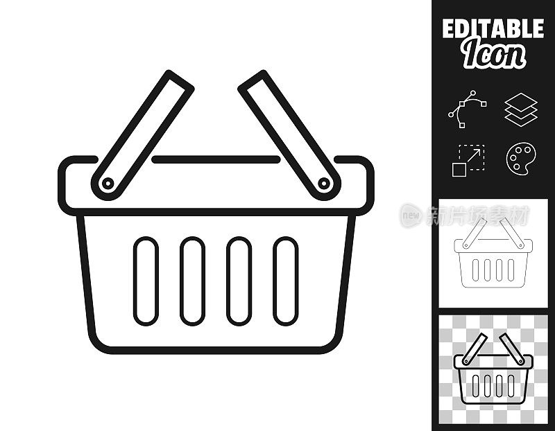 购物篮。图标设计。轻松地编辑