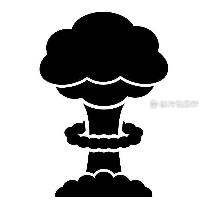 核弹爆炸剪影，原子蘑菇云