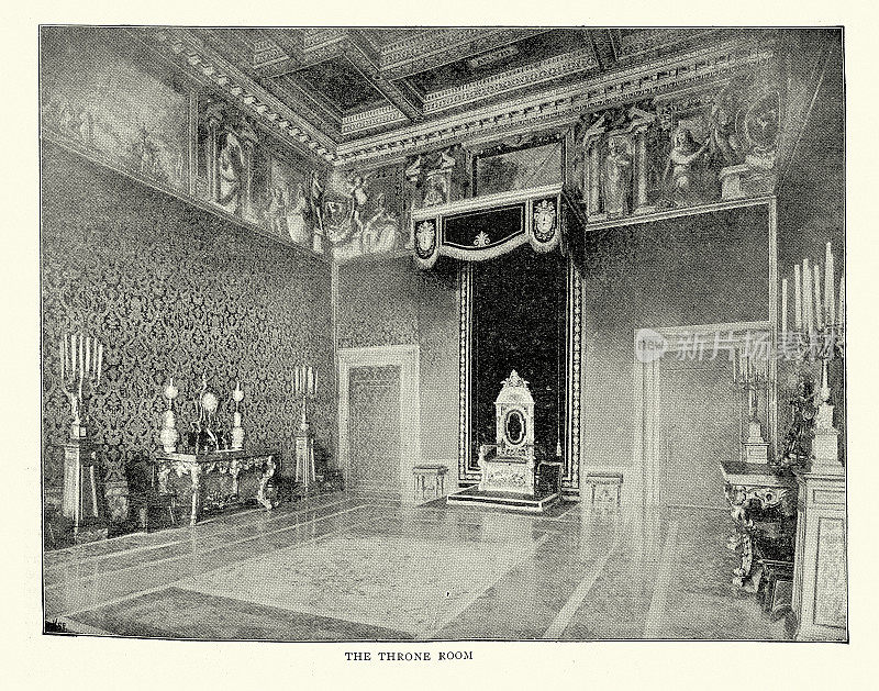 教皇利奥十三世的王座室，梵蒂冈，1890年代，19世纪