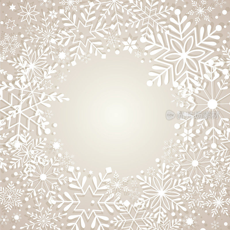 美丽柔软的雪花框架背景