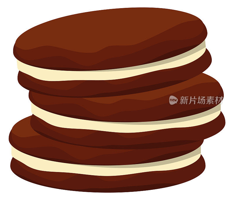 奶油巧克力圆饼干。糖果卡通图标