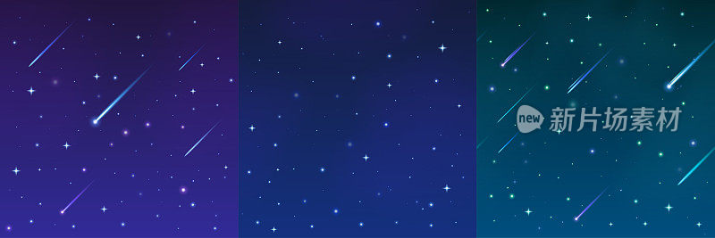 星星和彗星在夜空矢量背景