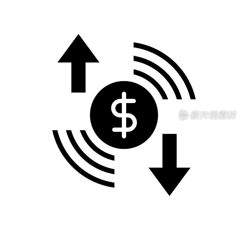 货币交易黑色填充矢量图标