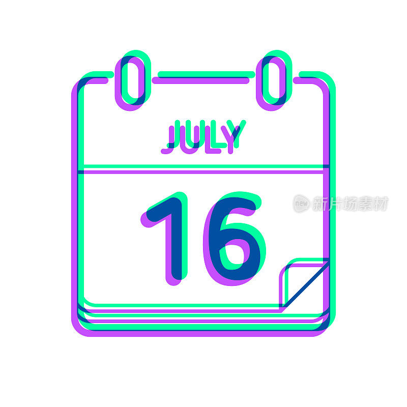 7月16日。图标与两种颜色叠加在白色背景上
