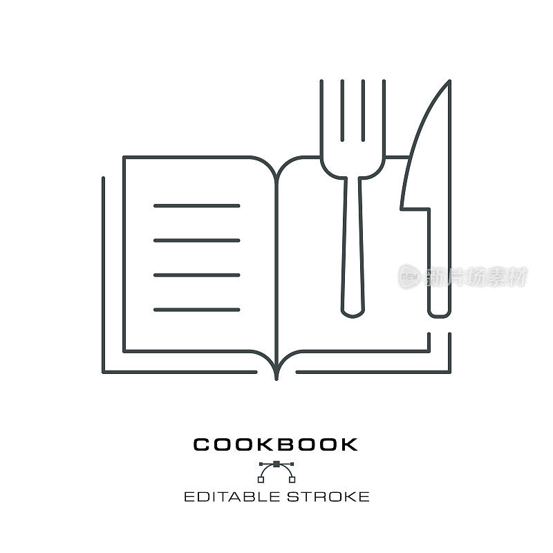 烹饪书-单一烹饪图标-可编辑的笔画。