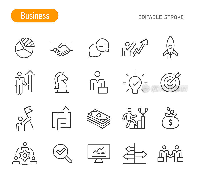 商业图标集-线系列-可编辑的笔画