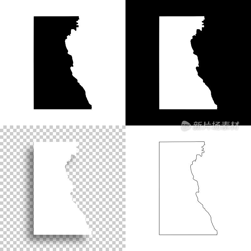 威斯康星州朱诺县。设计地图。空白，白色和黑色背景