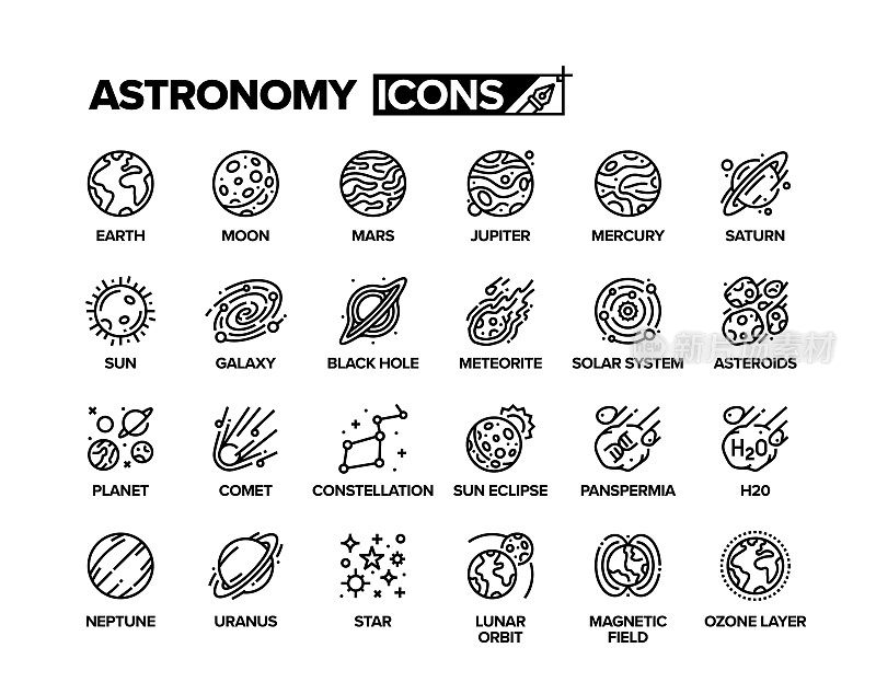 空间和天文线图标集