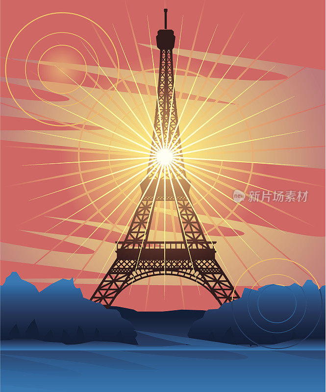黄昏的埃菲尔铁塔，法国巴黎